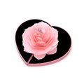 Scatola porta anello a cuore rosa con rosa di carta 3D e anello con gemma viola - 14*6*2.8cm / Rosa
