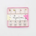 Lot de 4 fourchettes à fruits créatives en métal avec breloques de fruits et boîte rose - Coffret cadeau 4 pièces (boîte uniquement)