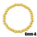 Polished 6mm gold bead bracelet minimalist beaded jewelry for women and couples - 6mm / Gold