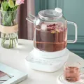 Smart white gooseneck electric kettle with glass body and digital control base for tea - KH303 Glass Model CN Plug 220V
