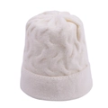 Classic white cable-knit beanie hat for women featuring a warm slouchy dome-top design - White