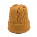 Gorro de punto de ochos en color amarillo jengibre para mujer con un borde doblado grueso - Amarillo