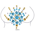 Blue and gold star crystal chest jewelry stickers for festive body art decoration - X0015-Blue Star Radial Style