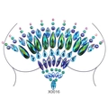 Self-adhesive iridescent blue and green crystal body jewels in peacock pattern X0016 - X0016-Peacock Feather Style Gems