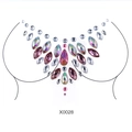 Gioielli corpo autoadesivi con strass rosa e viola per decorazione seno modello X0028 - X0028-Motivo Radiale Iridescente Rosa Viola
