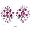 Pink and clear crystal flower nipple pasties with self-adhesive rhinestones X0029 - X0029-Pink Transparent Flower Pair