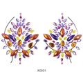 Style X0031 colorful crystal breast jewelry stickers with symmetric rhinestone pattern - X0031-Multicolor Flower Leaf Symmetrical Style