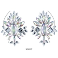 Self-adhesive AB crystal chest gems with geometric patterns in iridescent finish - X0057-Holographic Iridescent Symmetrical Pair