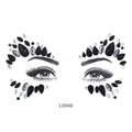 Face jewel set L0049 with black teardrop gems and silver rhinestones for eye makeup - Black Silver Rhinestone Ornate Style (L0049)