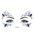 Face gem sticker L0058 with blue, silver and AB rhinestones for festival makeup looks - Dark Blue Silver Iridescent Style (L0058)