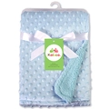 Morbida copertina azzurra per neonati minky dot con nastro bianco e etichetta - 102*76cm / Blu