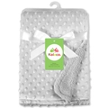 Luxurious white minky dot double-layer baby blanket with soft fleece lining and ribbon bow - 102*76cm / Gray