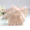 Scatola di caramelle a farfalla tagliata al laser con nastro rosa per nozze e regali - Perla di Giada
