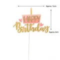 Pink cake topper with golden glitter Happy Birthday text, 12cm wide party decoration - Cake Heart Happy Birthday Style