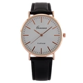 Minimalist men's watch with rose gold case, white dial, and black leather strap - Rose Gold Case Black Strap