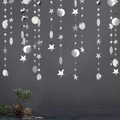 Ghirlanda sospesa con stelle e luna argentate per soffitto, sfondo lucido per feste 4m. - Ghirlanda Stella Tonda Argento / 4 Metri