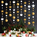Ghirlanda Sospesa Stella Luna Oro Argento 4M Decorazione Stanza Soffitto Tendina - Ghirlanda Stella Tonda Mix Oro Argento / 4 Metri