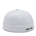Gorro docker de algodón gris claro con bordado Stunning de estilo urbano y minimalista - Blanco Bordado