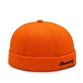 Gorro docker de algodón naranja brillante con bordado Stunning y borde enrollado - Estilo de Bordado Naranja