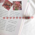 Pink heart pattern washi tape shown decorated on an open book page for scrapbooking - 14# Double Heart