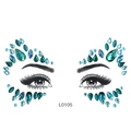 Teal acrylic rhinestone face jewels for Halloween music festival party makeup stickers - Blue Green Symmetrical Pattern Style (L0105)