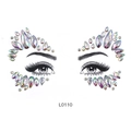 Holographic face rhinestone stickers with teardrop and round gems for eye makeup, model L0110 - Holographic Iridescent Symmetrical Style (L0110)
