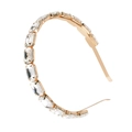 Golden wire headband with large clear square rhinestones in a minimalist design - White Rhinestone