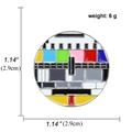 Retro TV testsignaal emaille speld met gekleurde SMPTE balken, 2,9cm ronde metalen pin - TV Testsignaal Schijf
