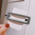 Greyish green rectangular acrylic hair clip on display card with a glossy finish - Rectangle / Gray Blue