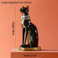 Estatua de gato egipcio Bastet en resina negra y dorada de 38cm para hogar - H38cm T21cm / Negro Grande