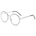 Retro hexagonal metal glasses frames with silver temples and black ear socks - Black and Silver