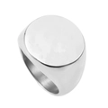 Minimalist silver signet ring with a wide circular flat top in polished stainless steel - US Size 10 / Round Smooth
