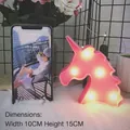 Pink unicorn LED night light with 6 warm lamps measuring 10x15cm for desk decor - Pink Unicorn Head