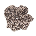 Oversized leopard print scrunchie made of high-quality fabric for stylish hair styling - Large Coffee Leopard