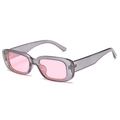 Rectangle sunglasses with grey translucent frame, pink lenses and orange inner trim - Gray Frame/Pink Lens