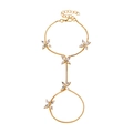 Golden flower hand harness with marquise zirconia crystals and box chain for women - Gold