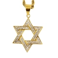 Goldene Davidstern-Halskette mit funkelnden Kristallen und einer gedrehten Kette - Goldfarbe Davidstern Anhänger