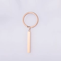 Macro detail of blank rose gold stainless steel bar pendant on a minimalist keychain ring - Rose Gold (MP098)