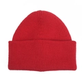 Classic red rib-knit winter beanie hat with folded cuff for kids and adults - Kids (Fits 0-6 Years) / Red