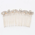 Peignes à cheveux étincelants en strass, nœud et couronne, base dorée sur fond blanc - Style Vague 8802
