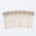 Peigne à cheveux fleur en cristal avec huit fleurs en strass sur une base en métal doré - Style Huit Fleurs 8794