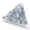 Bulk colorful iridescent glass angel rings for nail art DIY in a white triangle tray - Semi-transparent Blue