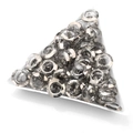 Faceted gray glass halo beads for DIY nail art and jewelry in a white tray - Smoke Gray