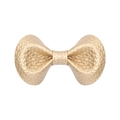 Golden faux leather hair clip with lychee texture and butterfly shape for girls - Gold Bowknot