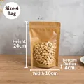 Detail of kraft paper stand-up pouch with window showing cookies, 24x16cm dimensions - 16*24+4