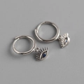 Orecchini Evil Eye in argento 925 con zircone blu e dettagli raffinati sulle ciglia - Argento 925 / Oro Bianco