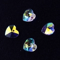 Set of four heart-shaped AB iridescent crystal glass pendants with faceted cut for DIY jewelry - 10MM Heart