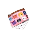 Detail of pink cartoon cat coin purse showing durable fabric and silver metal keychain ring - 037 Series-Pink