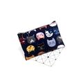 Detail of dark blue small coin purse with colorful cartoon cat patterns and metal ring - 038 Series-Navy Blue