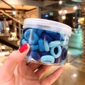 Blue elastic hair ties set for girls in a transparent jar, gentle and damage-free - 100 Pcs Jar / Sky Blue